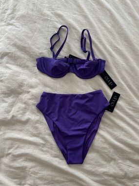 CUUP Ultra Violet Balconette Swim Top and High Waist Bikini Bottom